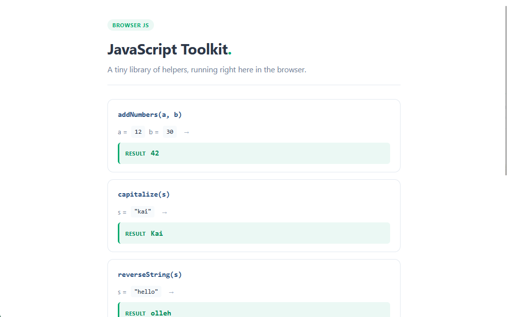JavaScript Toolkit preview