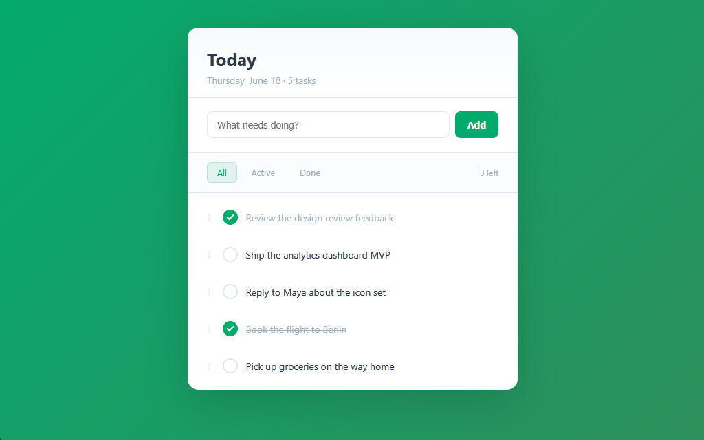 Interactive Todo List preview